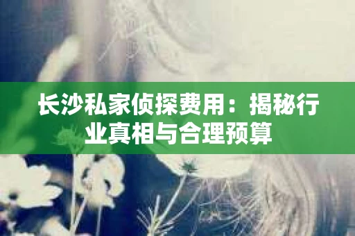 长沙私家侦探费用：揭秘行业真相与合理预算