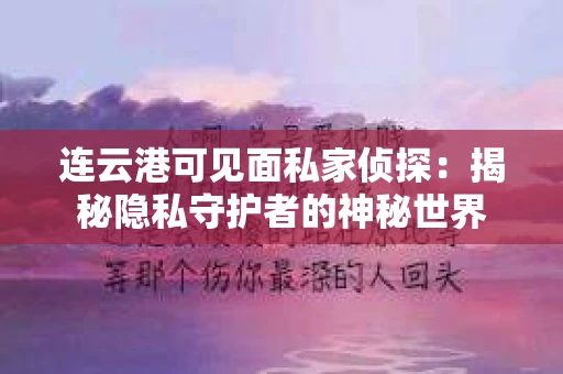 连云港可见面私家侦探：揭秘隐私守护者的神秘世界