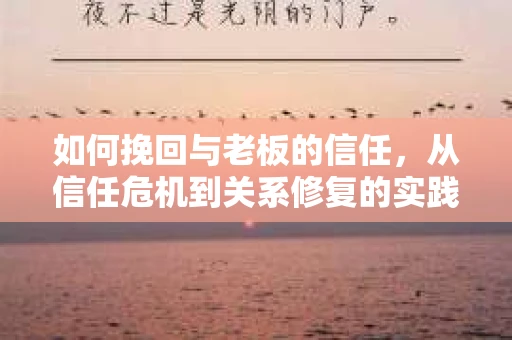 如何挽回与老板的信任,从信任危机到关系修复的实践指南 如何挽回与老板的信任,从信任危机到关系修复的实践指南