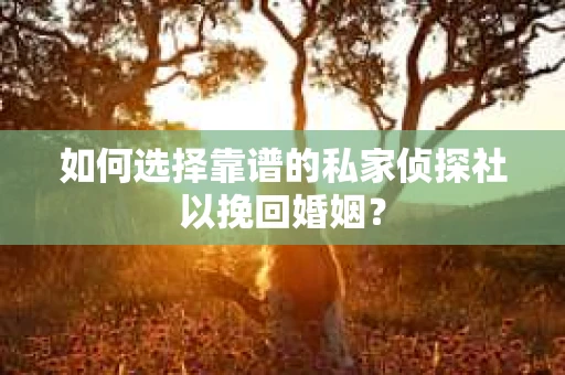 如何选择靠谱的私家侦探社以挽回婚姻？