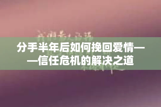 分手半年后如何挽回爱情——信任危机的解决之道